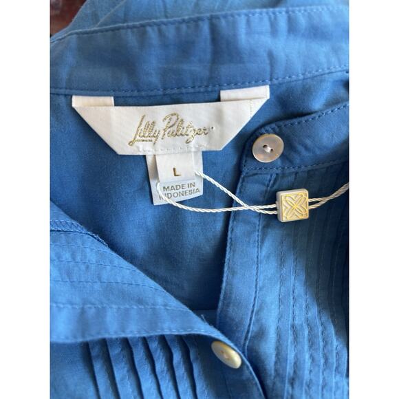 Lilly Pulitzer Vassa Maxi Cover Up Dress Sz Lg Blue Beach Resort Cruise - Picture 6 of 7